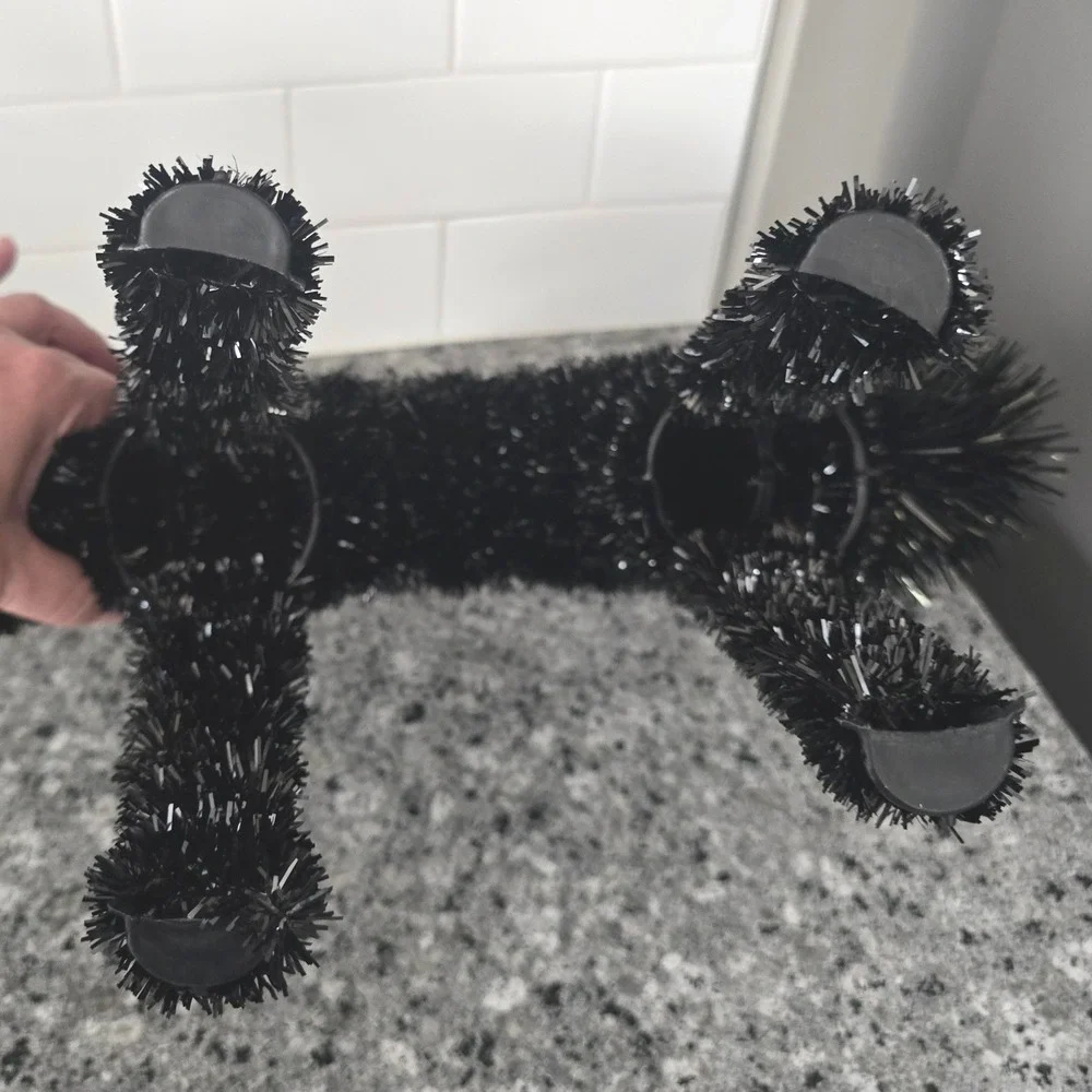 Halloween Tinsel Cat Pair Black Arched Back Spooky Sparkle Decor Witchy Party
